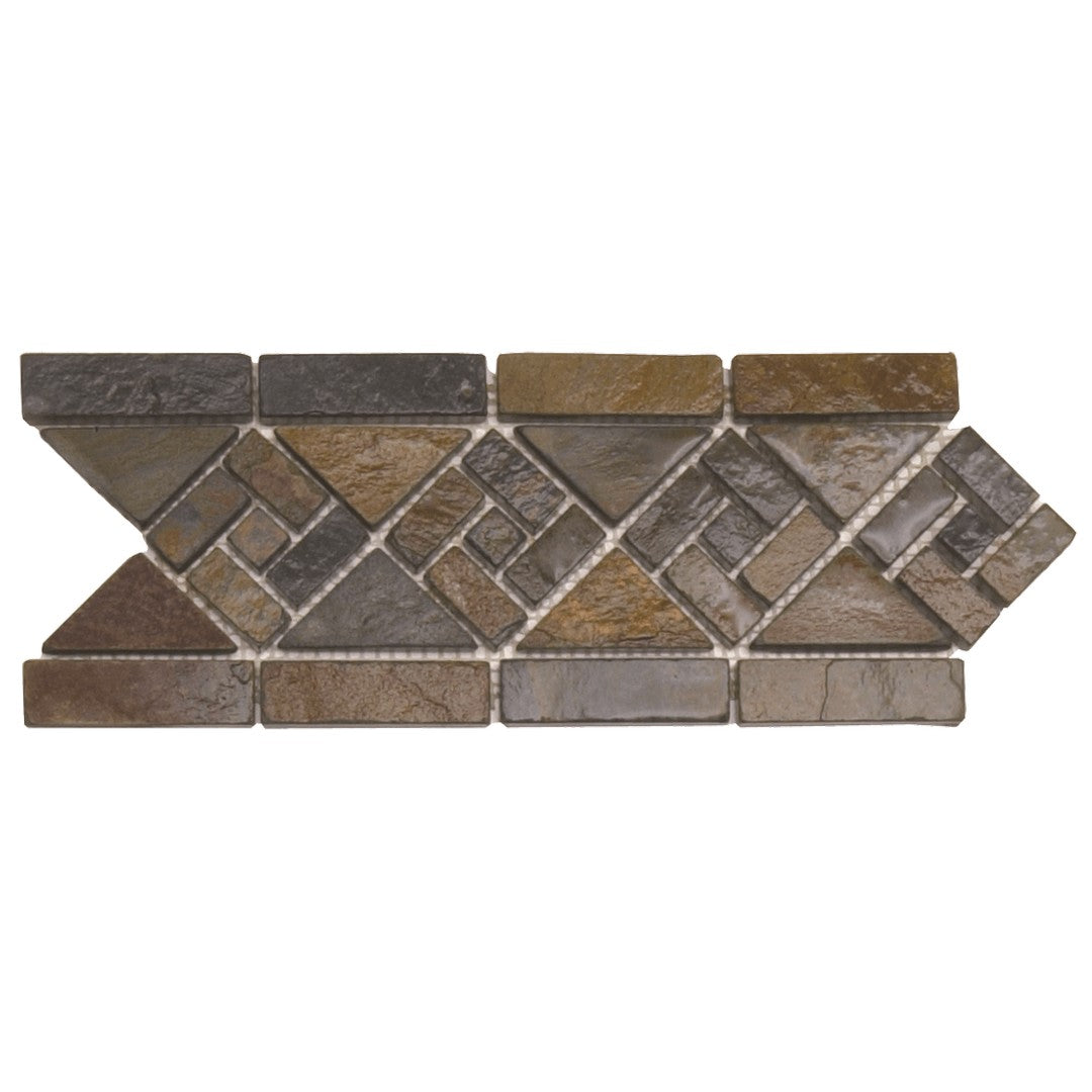 Bati Orient White & Grey Marble Classic 4.75" x 12" Slate Arrow Shaped Border