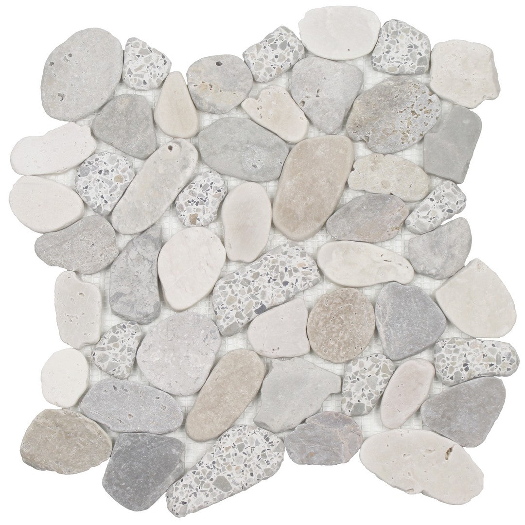 Tesoro Ocean Stones 12" x 12" Natural Stone Sliced Mosaic
