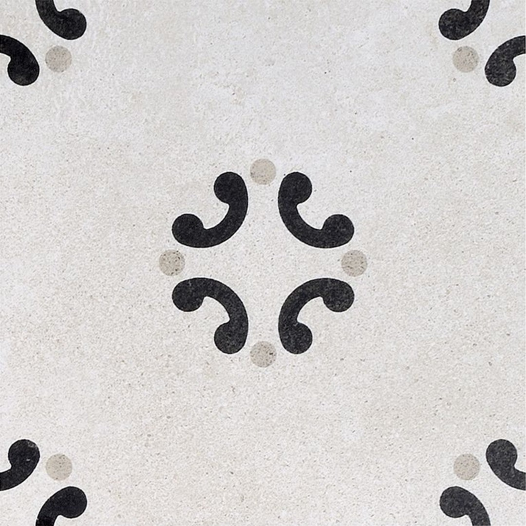 Arizona Cementine B&W 8" x 8" Natural Rectified Glazed Porcelain Deco Tile