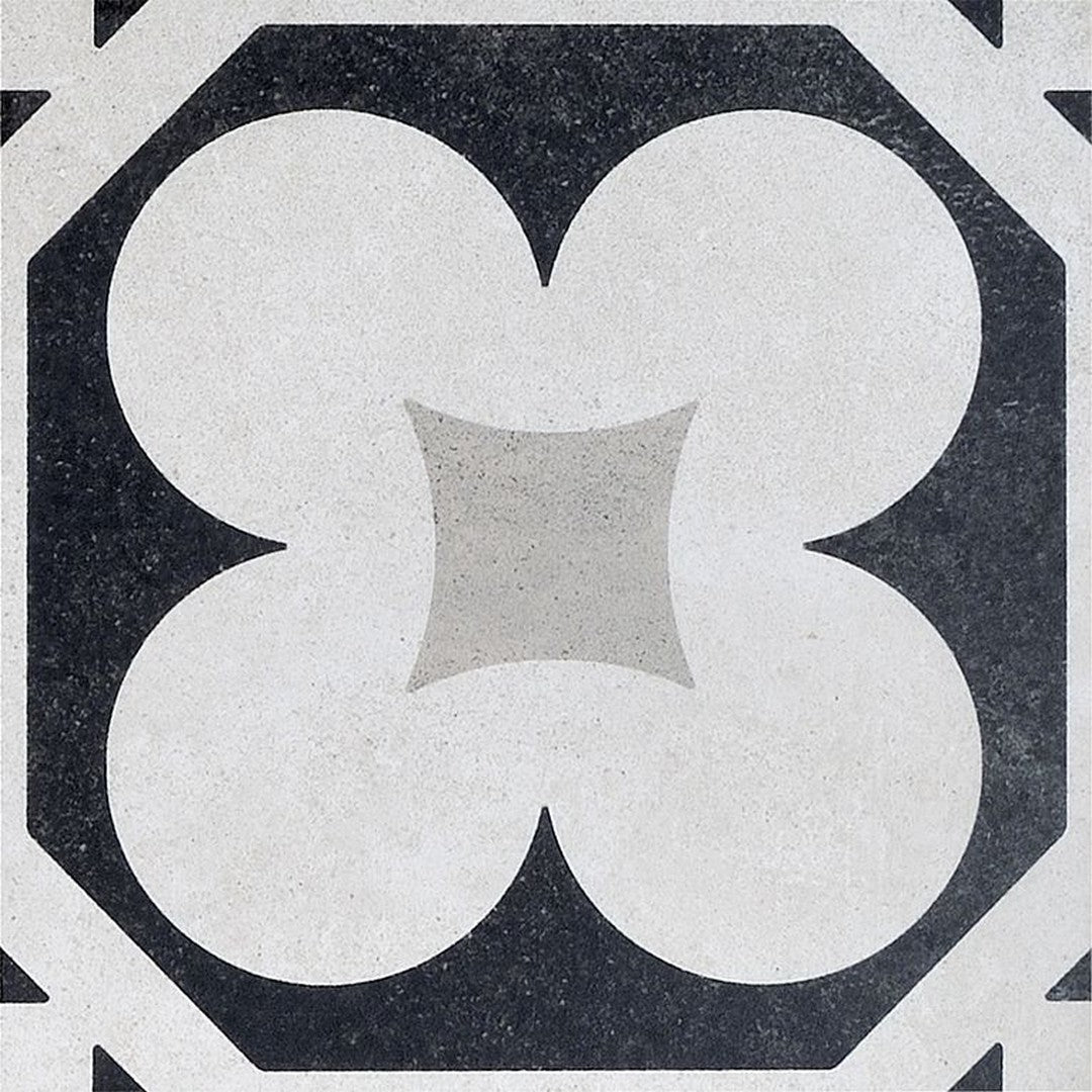 Arizona Cementine B&W 8" x 8" Natural Rectified Glazed Porcelain Deco Tile