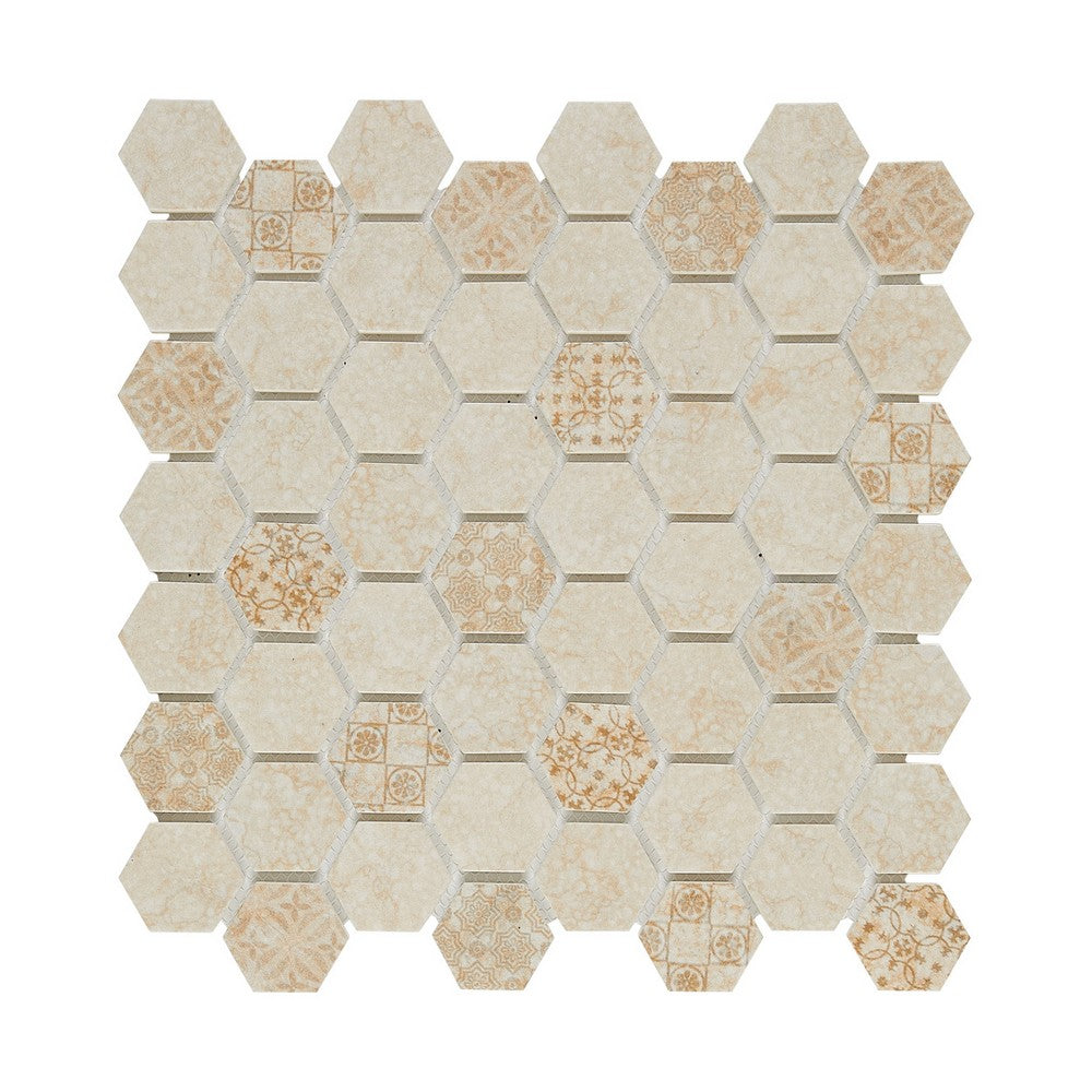 Lungarno Artisan 11.25" x 11.25" Pressed Matte Glass 2" Hex Mosaic