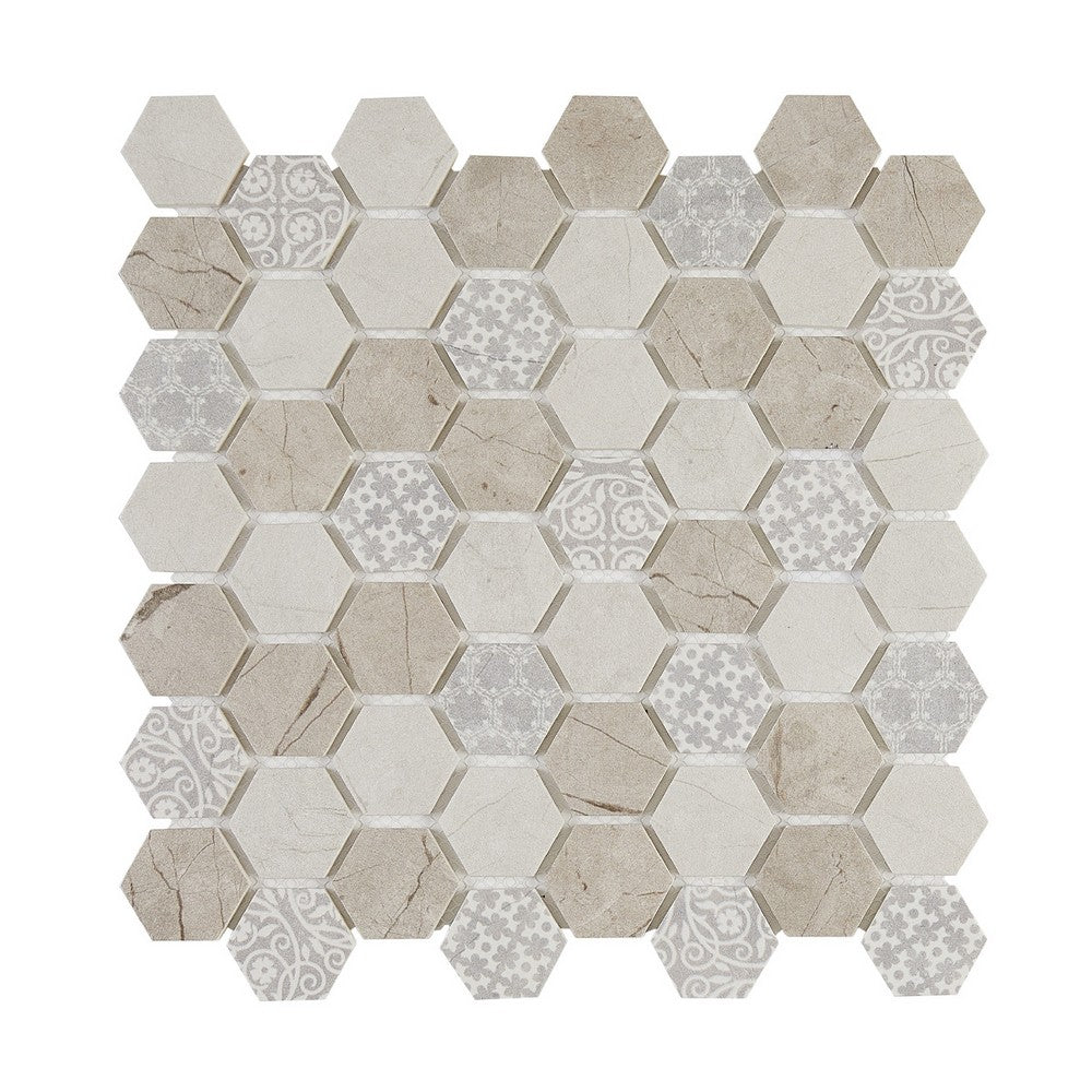 Lungarno Artisan 11.25" x 11.25" Pressed Matte Glass 2" Hex Mosaic