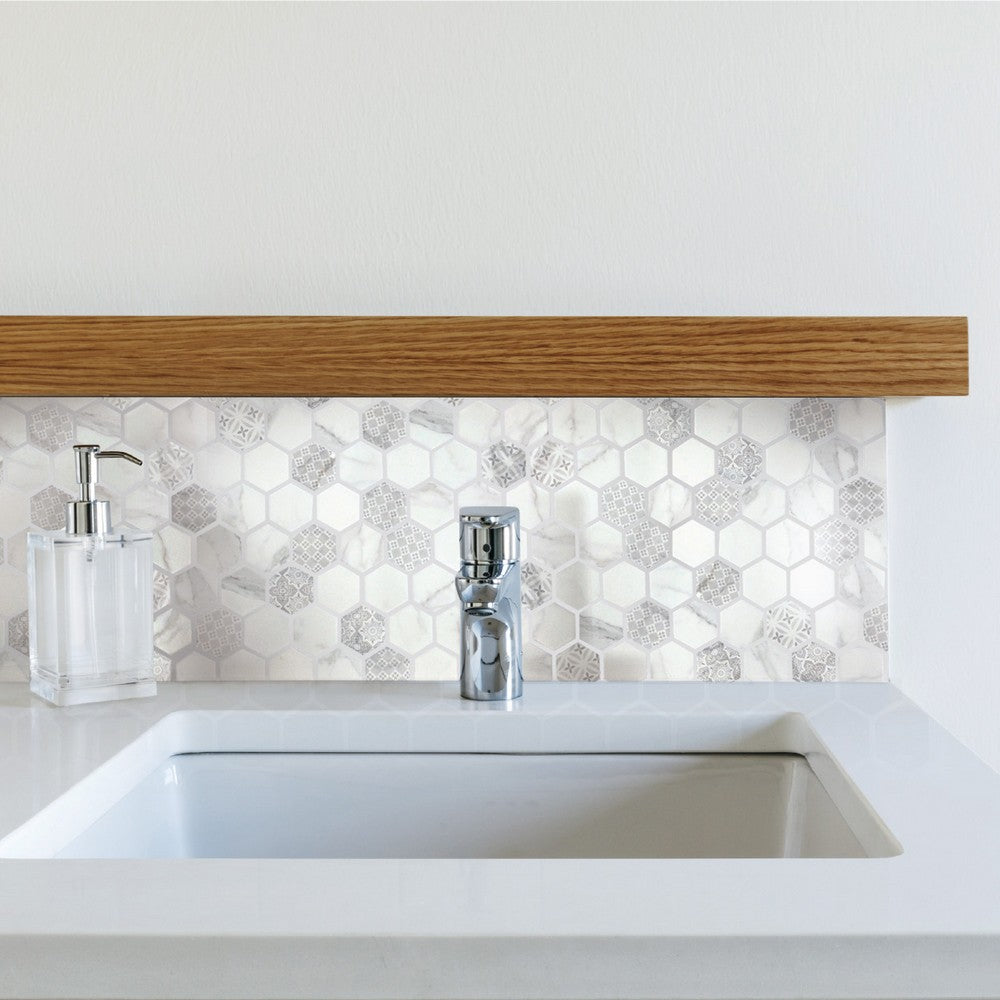 Lungarno-Artisan-11.25-x-11.25-Pressed-Matte-Glass-2-Hex-Mosaic-Carrara