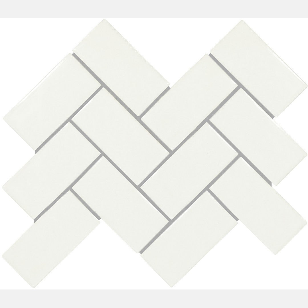 Marazzi Artezen 12" x 14" Glossy Ceramic Herringbone Mosaic