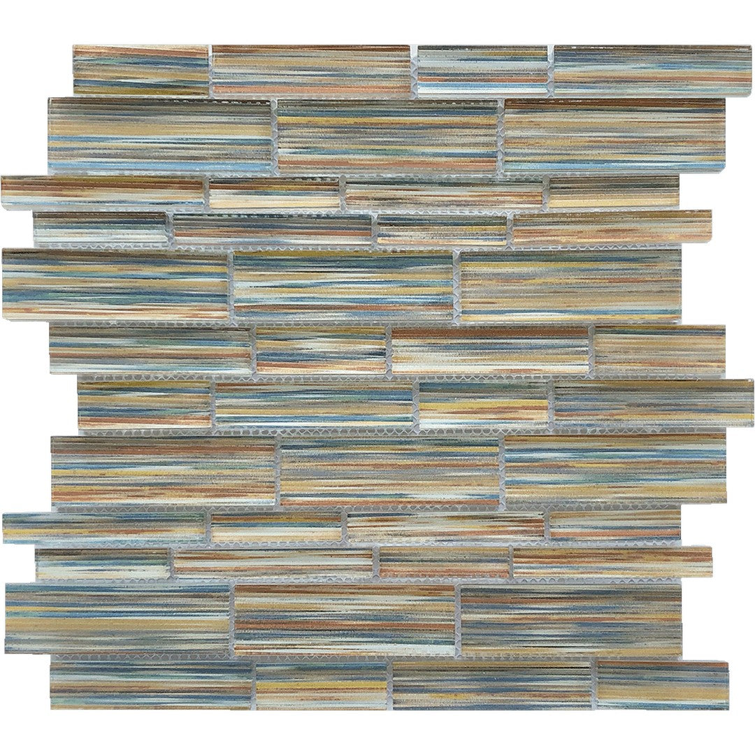 Tesoro Altona 12" x 12" Glossy Multi Linear Glass Mosaic