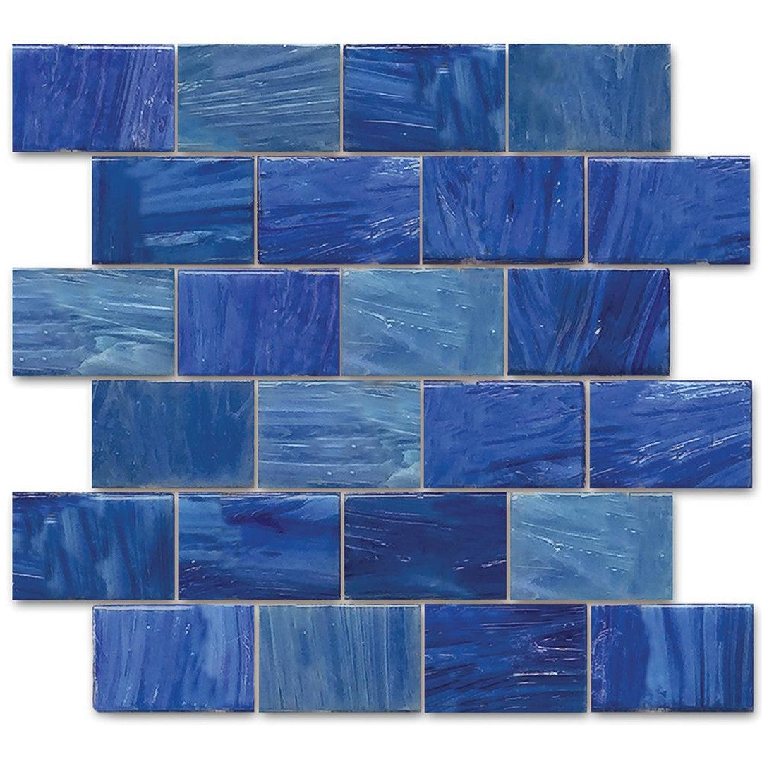 Tesoro Garden Wall 12" x 12" Interlocking Staggered Glass Mosaic