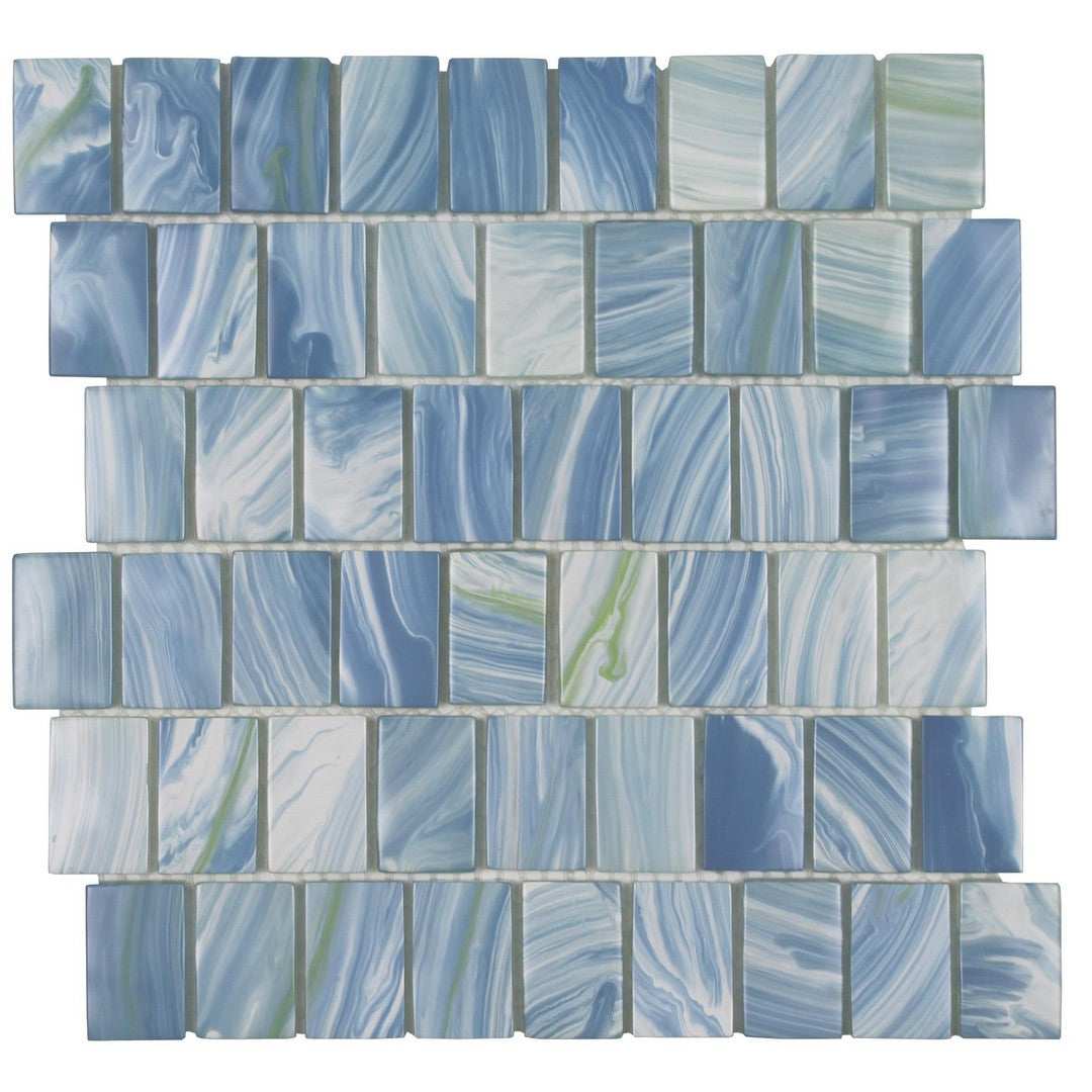 Tesoro Slip Stream 11.75" x 11.5" Stacked Glass Mosaic