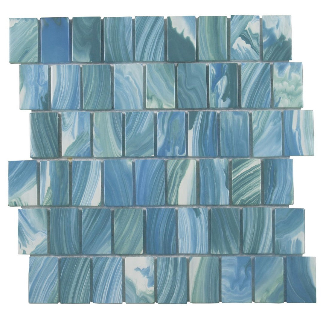 Tesoro Slip Stream 11.75" x 11.5" Stacked Glass Mosaic