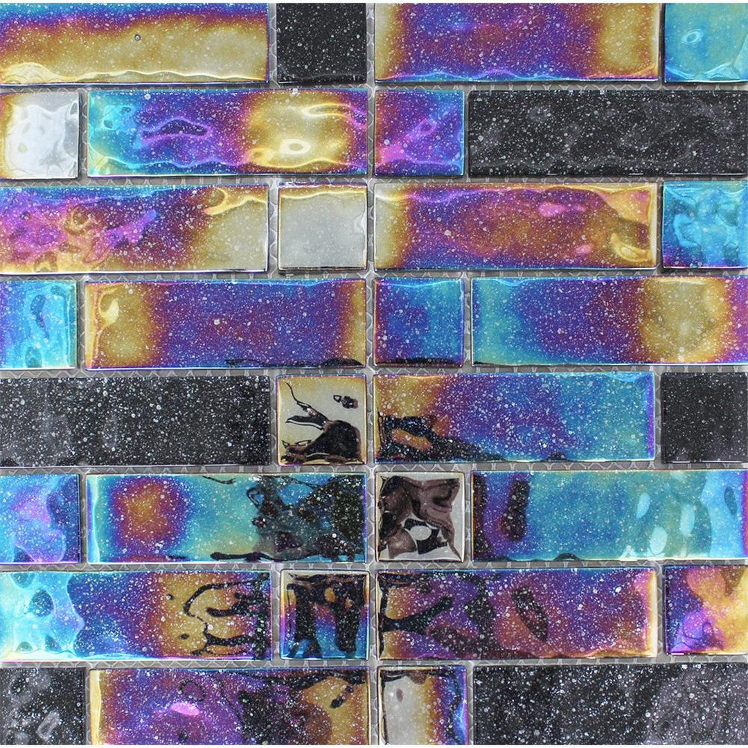 Tesoro Stardust 12" x 12" Glossy Multilinear Glass Mosaic