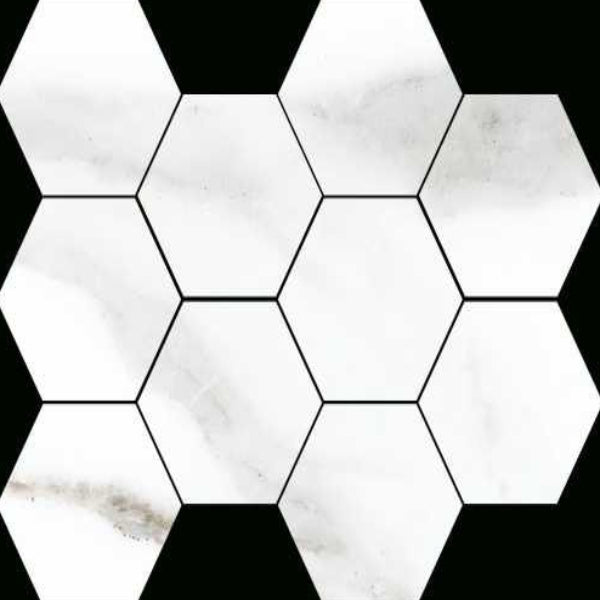 Happy Floors Alsacia 2.0 - 8" x 10" Natural Porcelain Hexagon Mosaic