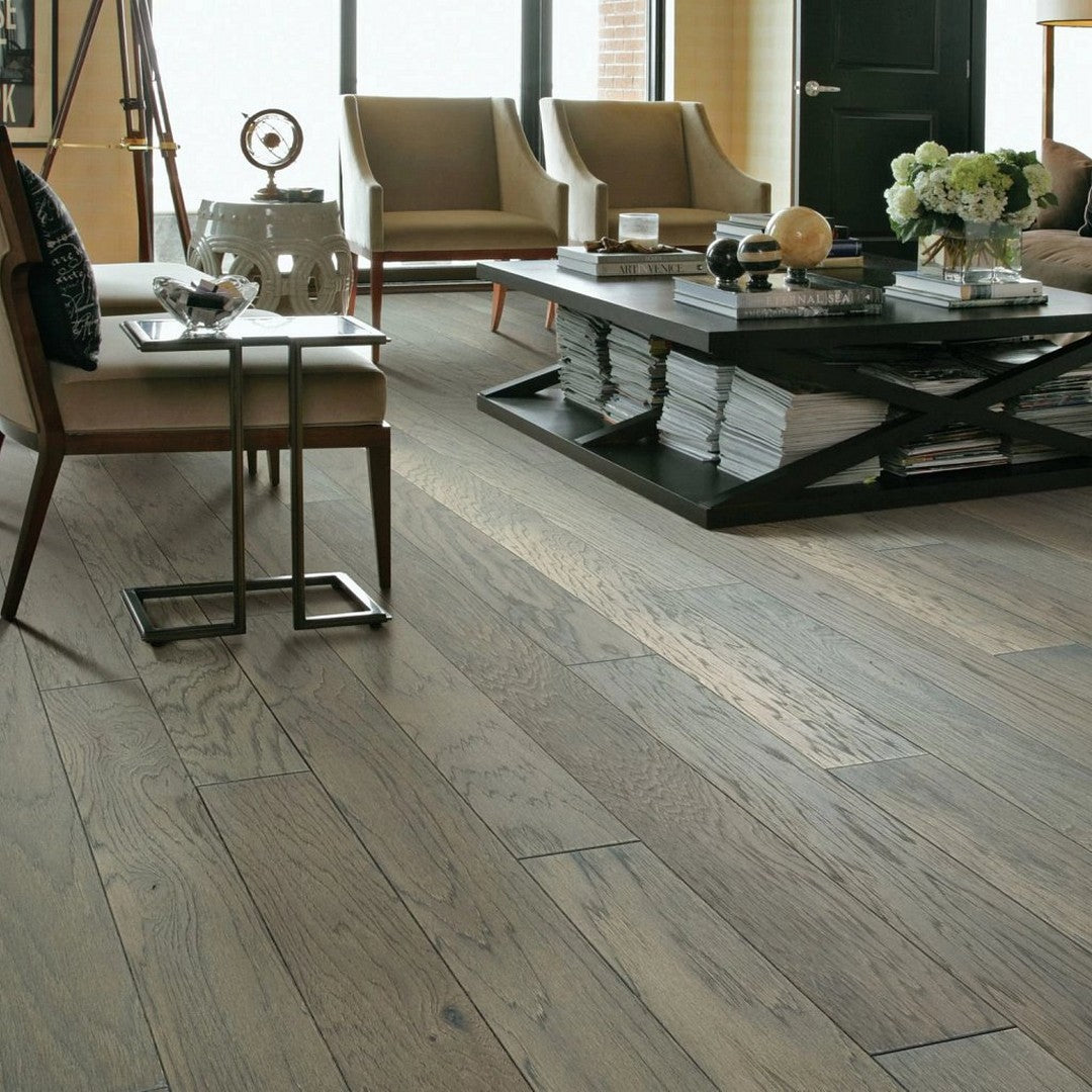 Shaw-Raven-Rock-Smooth-4.94"-Hickory-Engineered-Hardwood-Plank-Greystone