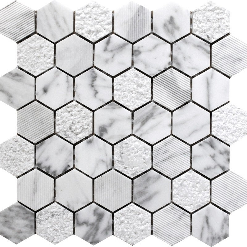 MiR Bali 11.8" x 12" Natural Stone 1.9" Hexagon Mosaic