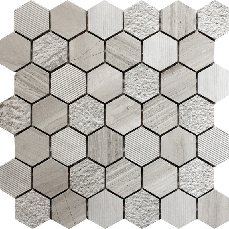 MiR Bali 11.8" x 12" Natural Stone 1.9" Hexagon Mosaic