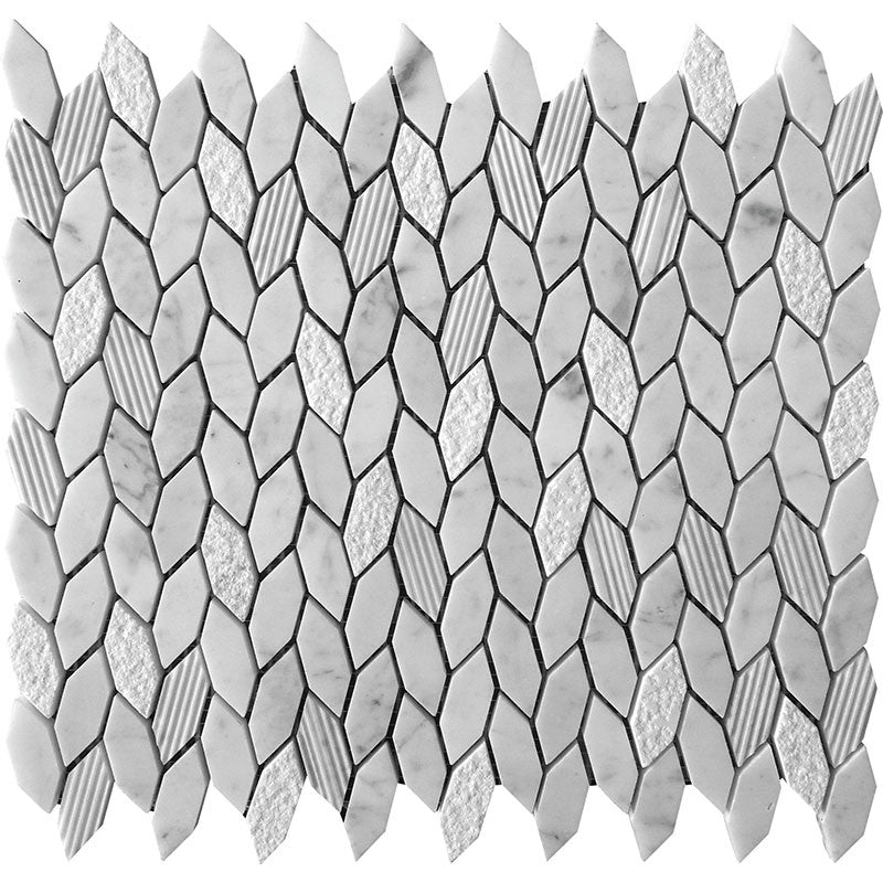 MiR Bali 11.8" x 12" Natural Stone Leaf Mosaic