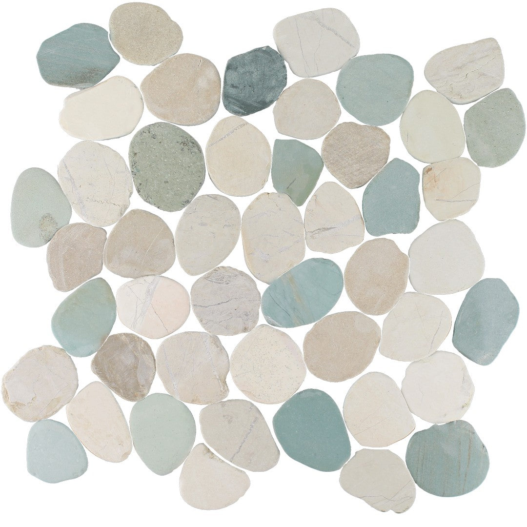 Tesoro Beachstones 11.75" x 11.75" Interlocking Sliced Natural Stone Mosaic