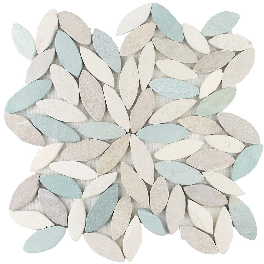 Tesoro Ocean Stones 11.75" x 11.75" Natural Stone Sliced Flower Mosaic