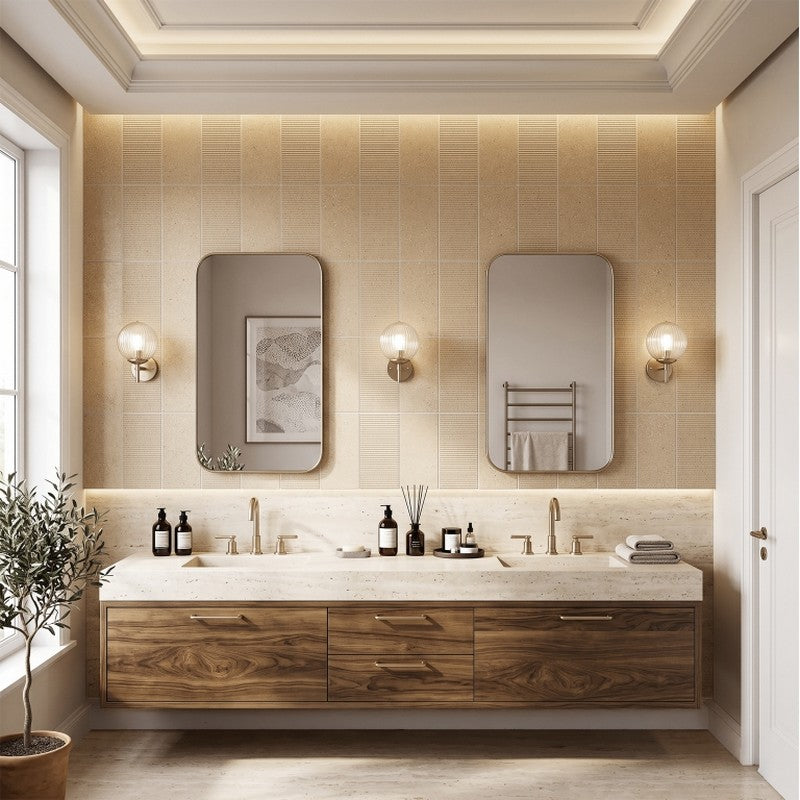 Emser-Milzetti-12-x-12-Rectified-Textured-6x12-Stacked-Porcelain-Mosaic-Groove-Amber