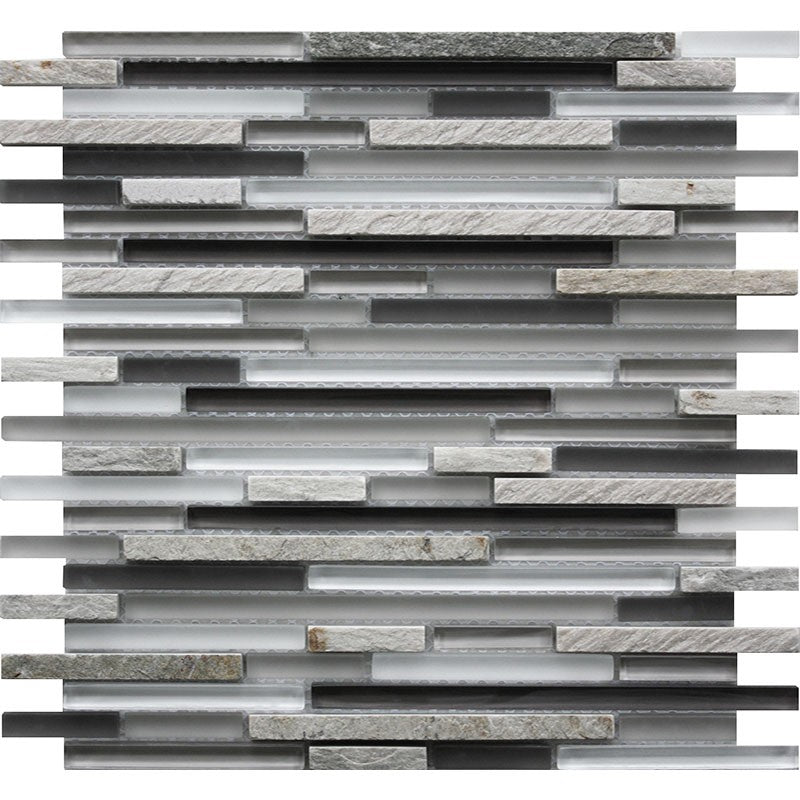 MiR Cascades 11.8" x 11.8" Glass & Stone Linear Mosaic
