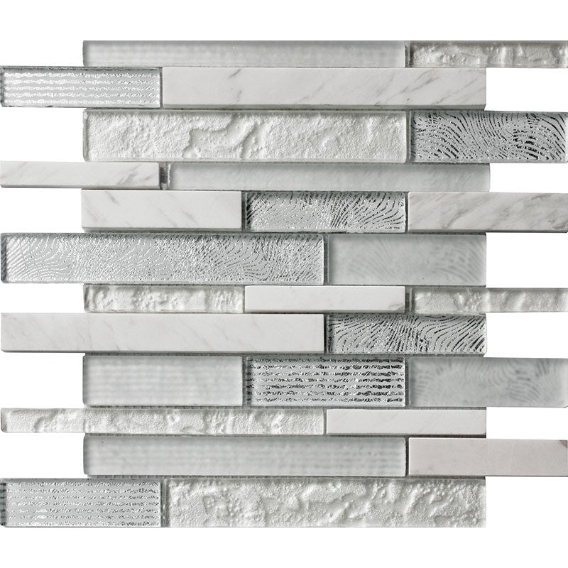MiR Cascades 11.8" x 11.8" Glass & Stone Linear Mosaic
