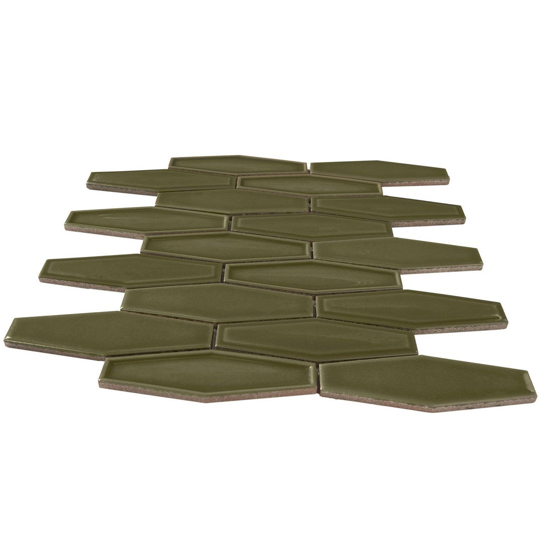 Crossville-Elongated-Hexagon-10-x-11-Glossy-Porcelain-Mosaic-Green
