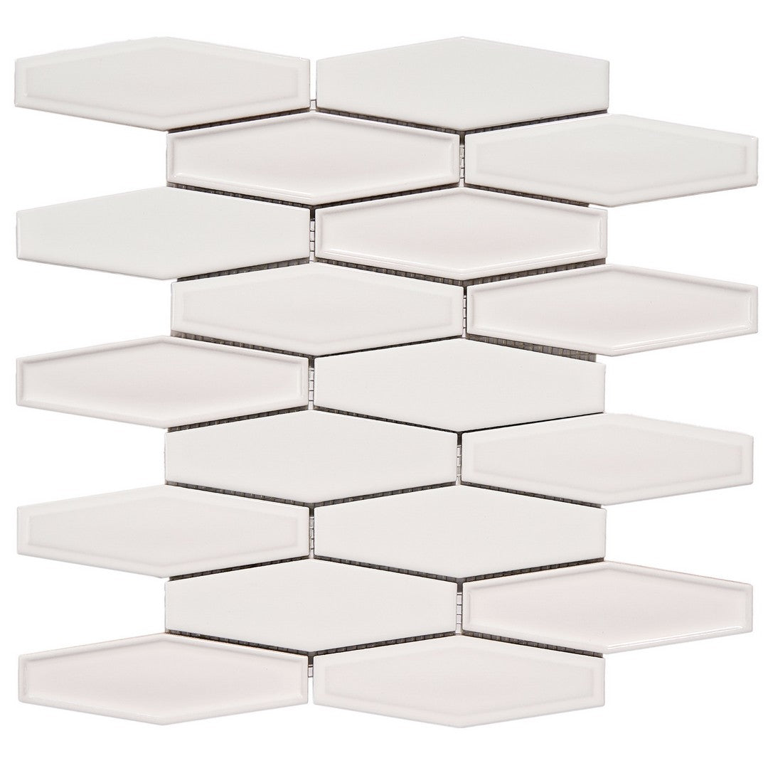 Crossville Elongated Hexagon 10" x 11" Glossy Porcelain Mosaic
