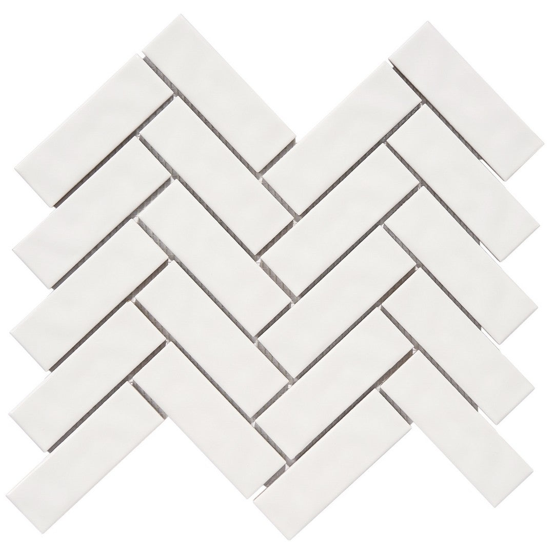 Crossville Sophia 10" x 12" Glossy Herringbone Porcelain Mosaic
