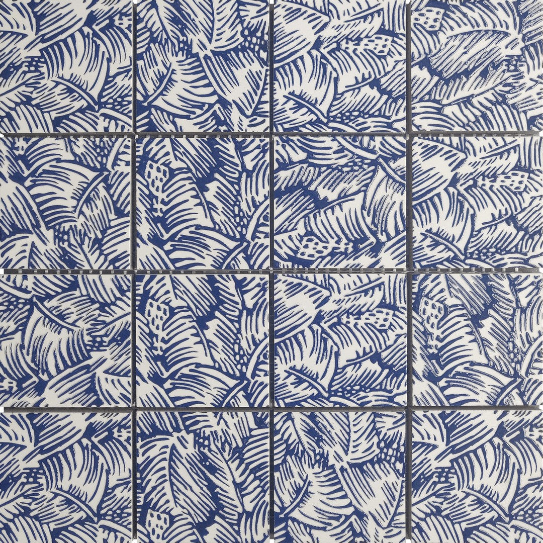 Bati Orient Floral 11.8" x 11.8" Glazed Ceramic 3" PalmTree Mosaic