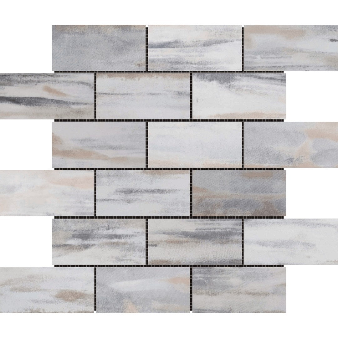 Bati Orient Wood Series 12" x 12" Glazed Ceramic 2x4" Mini Subway Mosaic