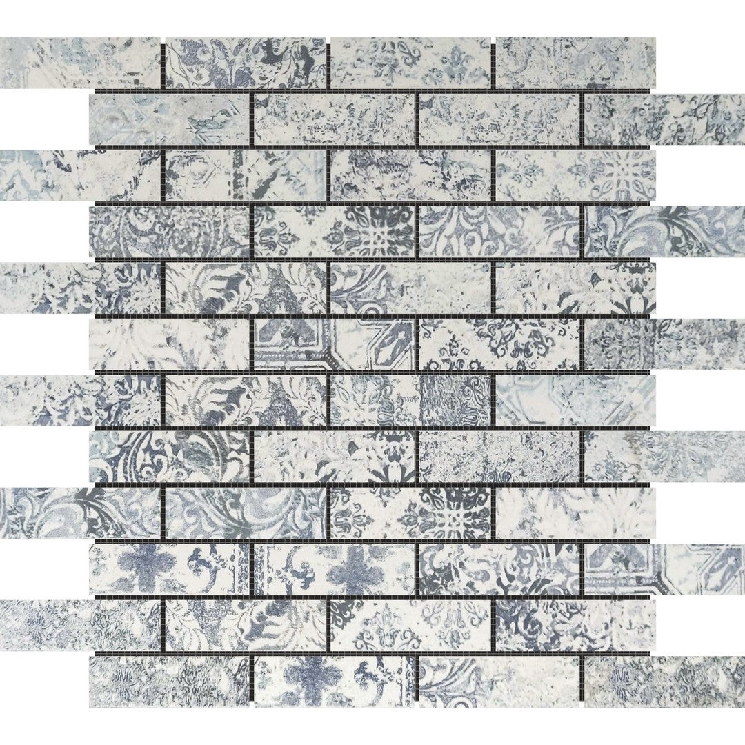 Bati Orient Zellige 12" x 12" Interlocking Matte Glazed 1x3" Pattern Deco Brick Porcelain Mosaic