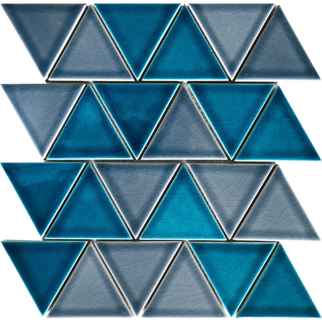 Bati Orient Wood Series 11.8" x 11.8" Glazed Ceramic 3" Triangle Mosaic