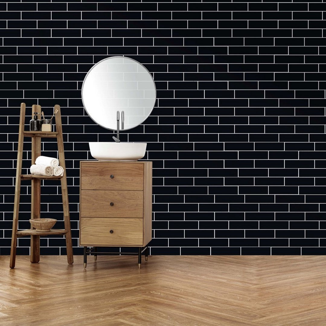 Bati-Orient-Zellige-12-x-12-Interlocking-Glossy-2x6-Brick-Pattern-Ceramic-Mosaic-Black