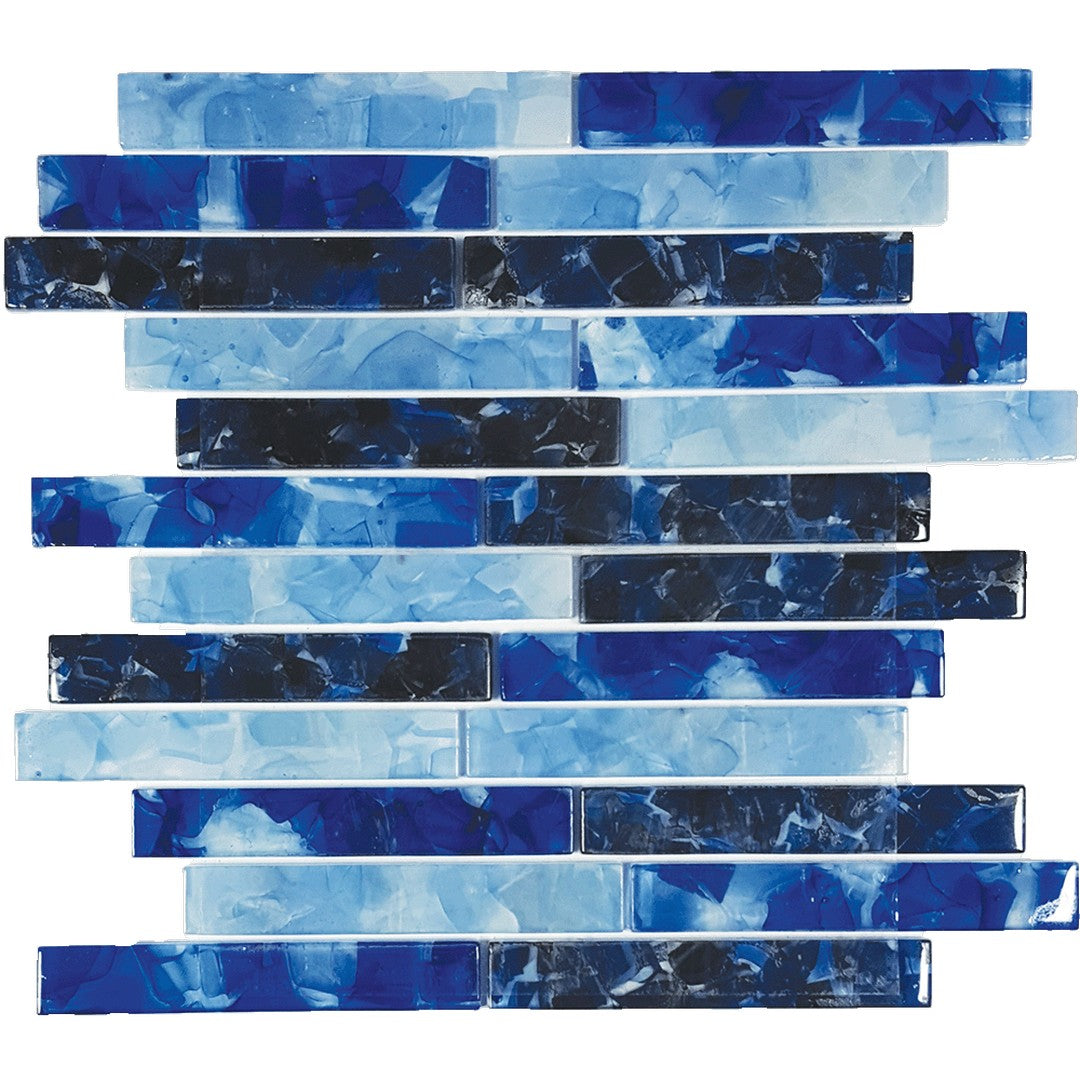 Tesoro Flower Glass 11.75" x 12" Interlocking 1x6" Glass Mosaic