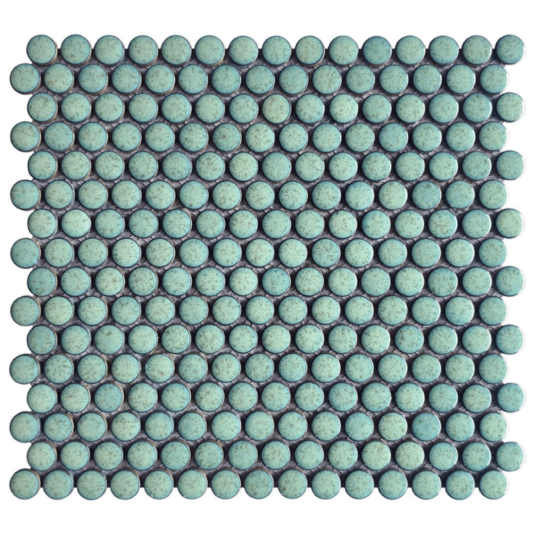 Maniscalco Stone Chameleon 11.2" x 12.5" Glossy Porcelain 3x4" Penny Round Mosaic