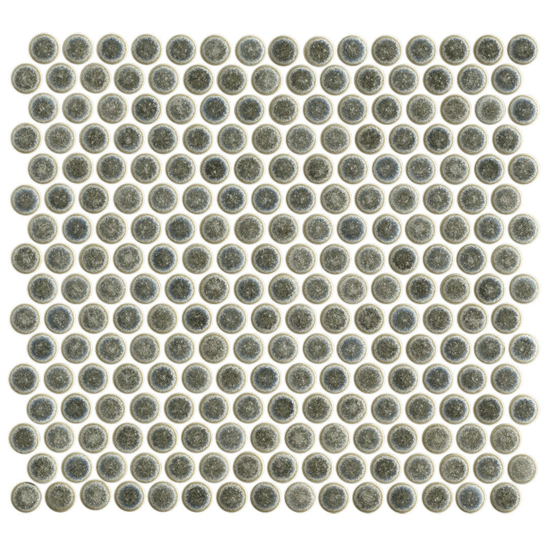 Maniscalco Stone Chameleon 11.2" x 12.5" Glossy Porcelain 3x4" Penny Round Mosaic