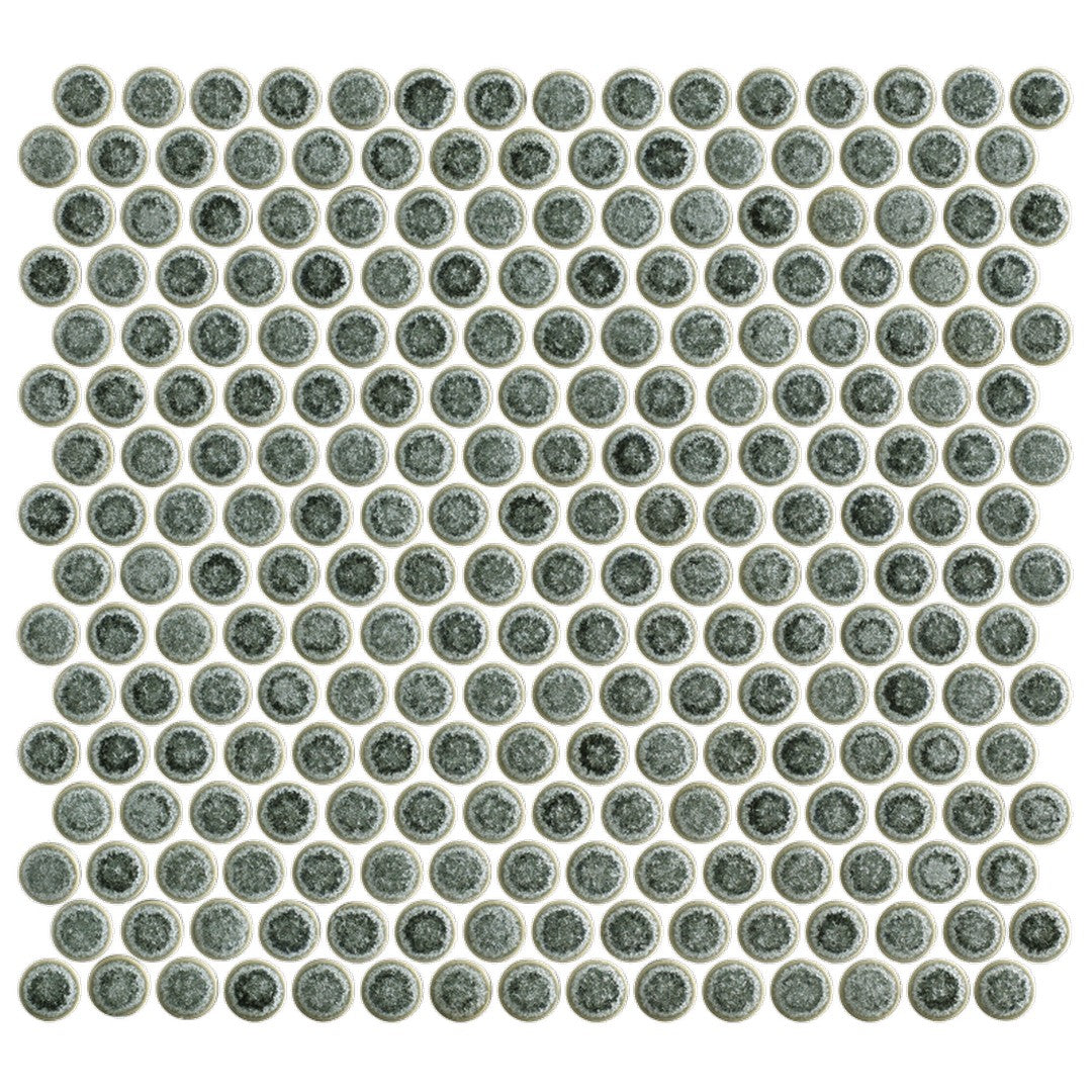 Maniscalco Stone Chameleon 11.2" x 12.5" Glossy Porcelain 3x4" Penny Round Mosaic