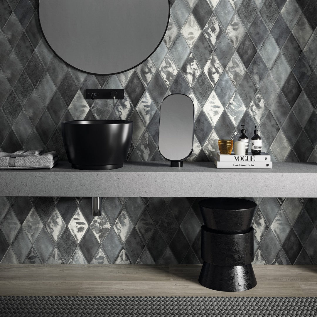 Tesoro-Fuoritono-5.25-x-9.25-Pressed-Glossy-Rhomboid-Porcelain-Tile-Grigio