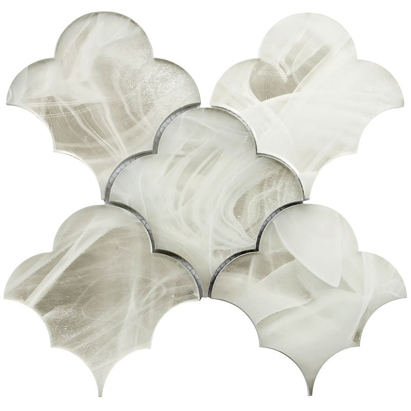 MiR Cloud 9 8.8" x 9.1" Glossy Glass Arabesque Mosaic