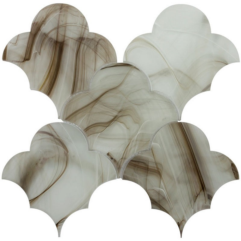 MiR Cloud 9 8.8" x 9.1" Glossy Glass Arabesque Mosaic