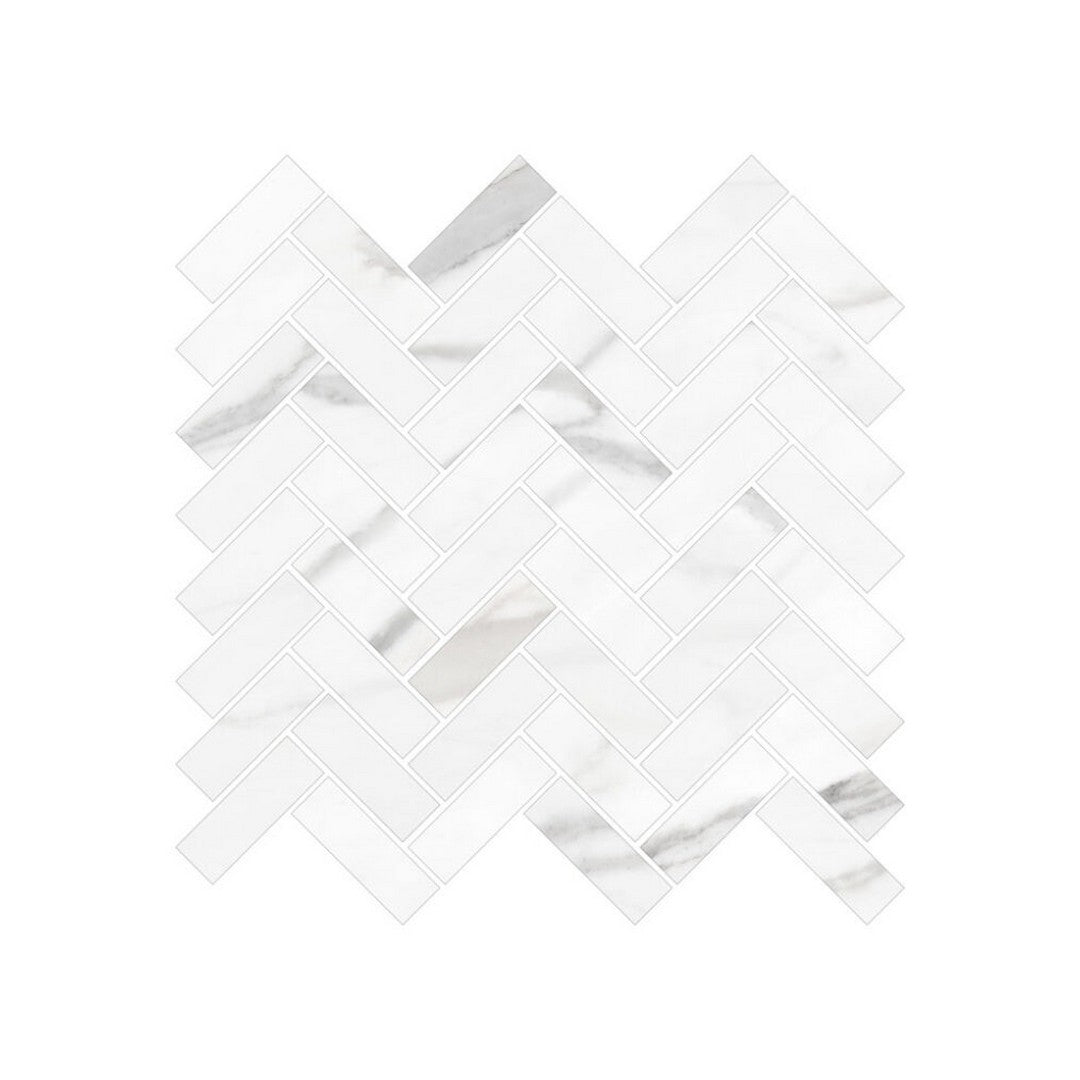 CommodiTile Classics II 10.83" x 12.40" Pressed Gloss Porcelain 1x3" Herringbone Mosaic