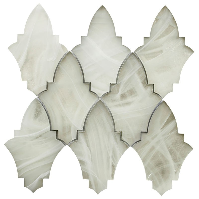 MiR Cloud 9 - 8.9" x 9.8" Glossy Glass Arabesque Mosaic