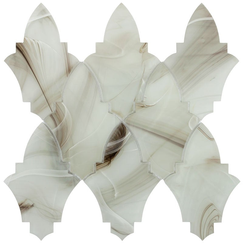 MiR Cloud 9 - 8.9" x 9.8" Glossy Glass Arabesque Mosaic