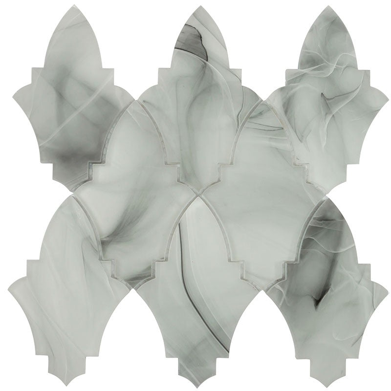 MiR Cloud 9 - 8.9" x 9.8" Glossy Glass Arabesque Mosaic