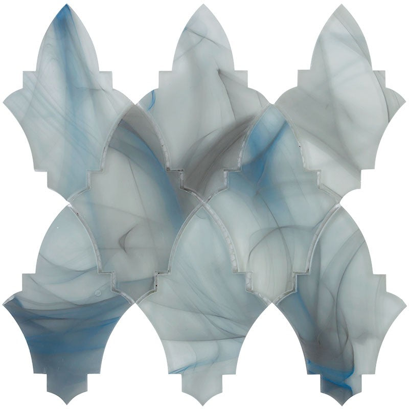 MiR Cloud 9 - 8.9" x 9.8" Glossy Glass Arabesque Mosaic