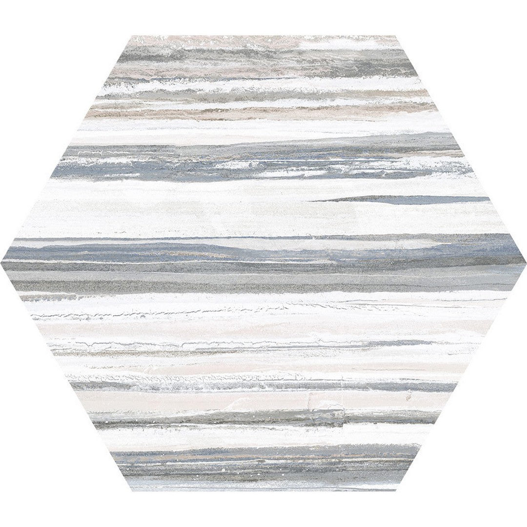 Tesoro Flow 8.5" x 9.75" Pressed Modern Marble Look Hexagon Porcelain Tile