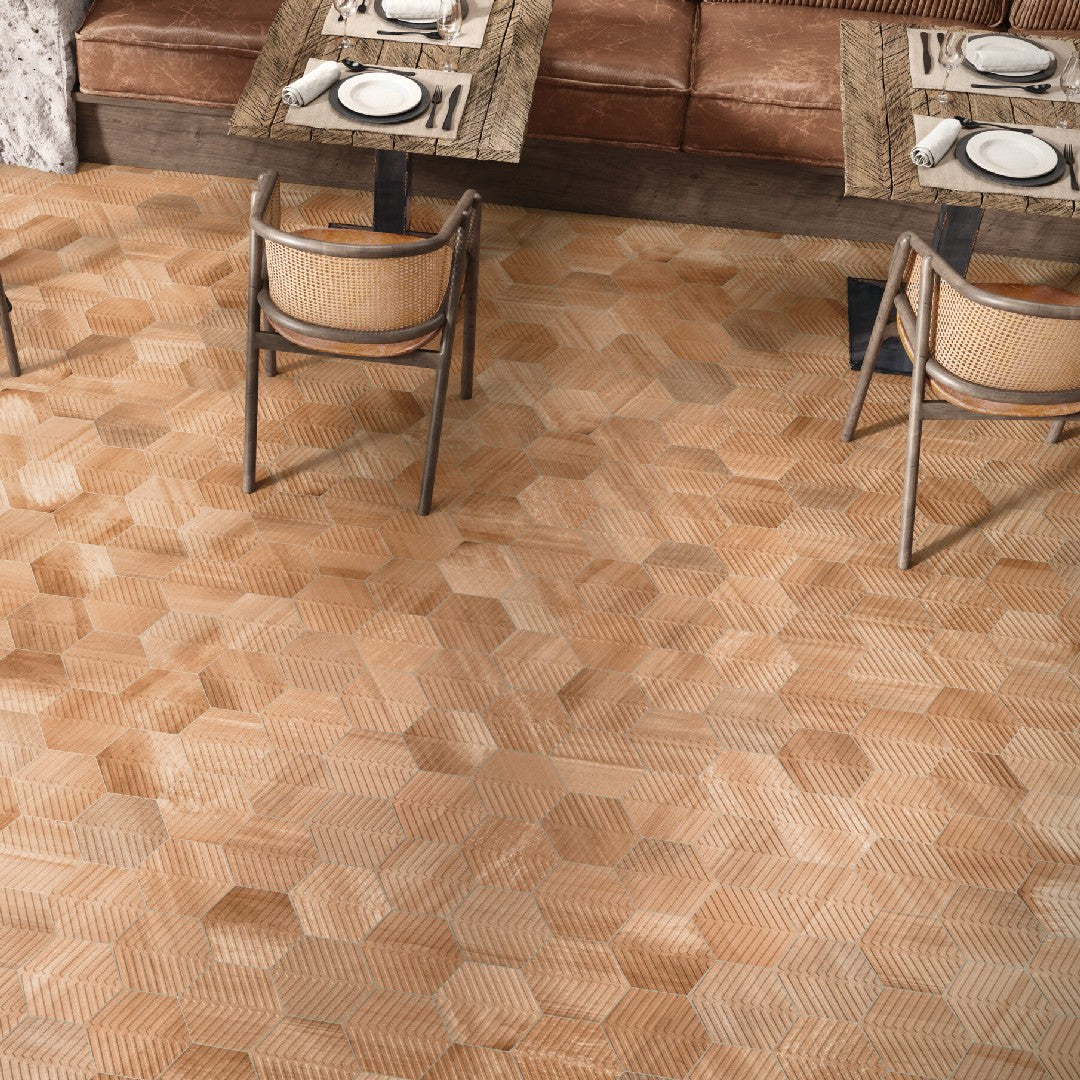 Crossville-Cotto-Moderno-8-x-8-Matte-Porcelain-Chevron-Hexagon-Tile-Naranja