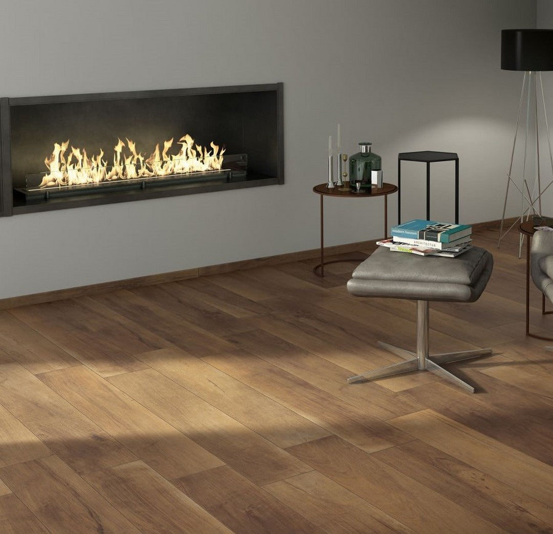 Bedrosians Antique Porcelain Matte Tile 8" x 48" Walnut