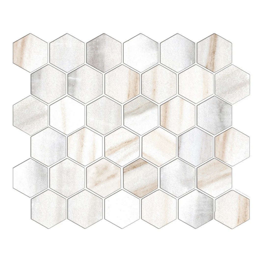 CommodiTile Classics 10.43" x 12.68" Pressed Matte Porcelain 2" Hexagon Mosaic
