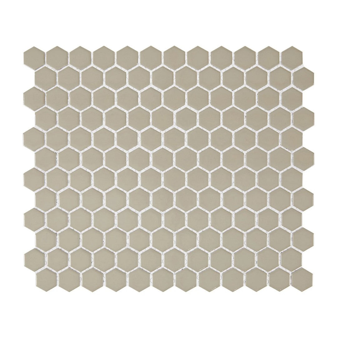CommodiTile Carrollton 10.04" x 11.54" Pressed Gloss Porcelain 1" Hexagon Mosaic