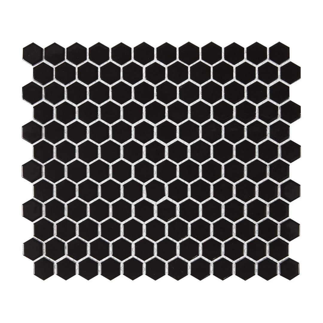 CommodiTile Carrollton 10.04" x 11.54" Pressed Gloss Porcelain 1" Hexagon Mosaic
