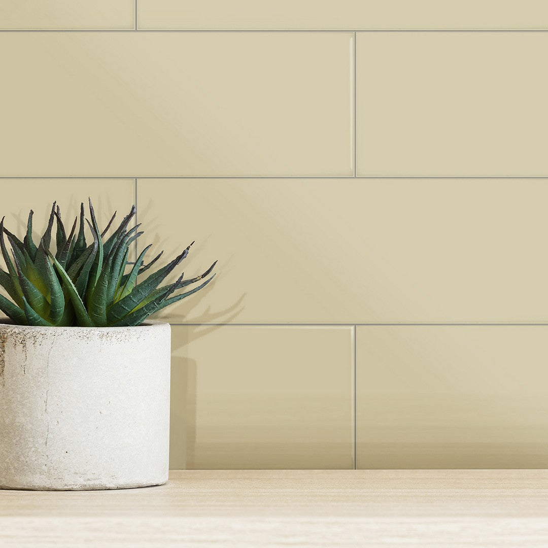 CommodiTile-Carrollton-4"-x-12"-Pressed-Gloss-Ceramic-Wall-Tile-Sand-Gloss